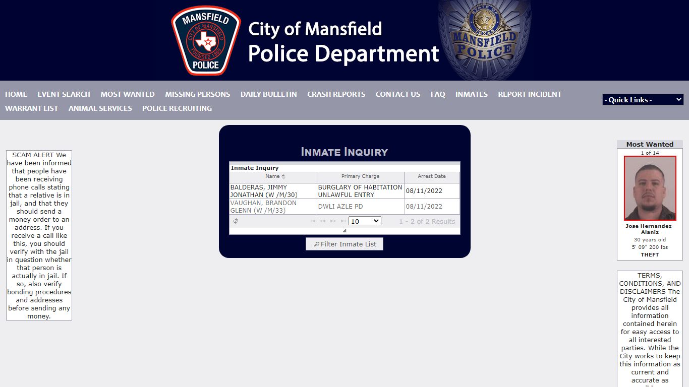Mansfield Police Department P2C